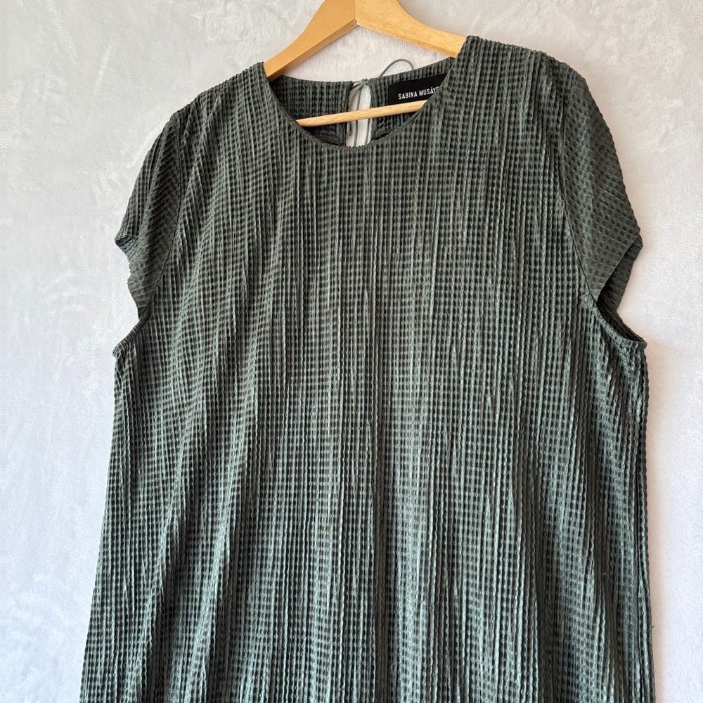 SABINA MUSAYEV Anthropologie Olive Green Sheath Slit Tee Shirt‎ Midi Dress large - Picture 3 of 14